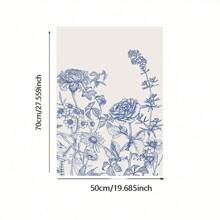 1/3 件蓝色植物印花帆布画简约中国风墙壁艺术复古美学现代客厅卧室办公室酒店餐厅装饰无框 - 彩色 - 查看 18