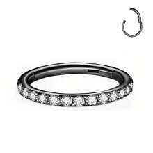 1PC 16G Clear CZ Lip Ring Hoop Stainless Steel Hypoallergenic Black Cubic Zirconia Hinged Segment Nose Ring 18K Gold Plated Cartilage Hoop Rook Tragus Rings Hoops Conch Daith Helix Earrings Piercing Jewelry 6mm 8mm 10mm Earlobe Earring Belly Ring Nipple Ring Decoration Women And Men Body Pierecing Jewelry - N023 - View 18