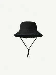 DareSee 1pc Women's Drawstring Fur Edge Bucket Hat Soft Fabric Windproof Sunshade Outdoor Fashion Elegant Gift Christmas - Multicolor - View 5