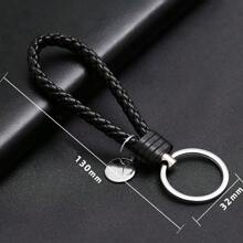 2pcs Handmade Braided Leather Cord Keychains, Colorful PU Couples Key Rings, Bag Accessories - Multicolor - View 2