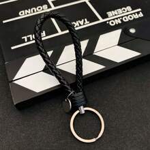 2pcs Handmade Braided Leather Cord Keychains, Colorful PU Couples Key Rings, Bag Accessories - Multicolor - View 5