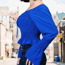 BLUSA CAMPESINA MANGA LARGA - azul real - Ver 2