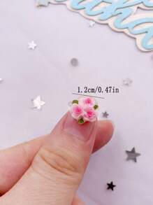 30pcs Mixed Resin Cute Mini Colorful Three Leaf Rose Flat Back Flower Figurines Nail Art DIY Wedding Scrapbooks Jewelry Crafts Accessories Halloween Summer, School