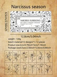 10 piezas/caja, sellos de madera rectangulares vintage simples para manualidades DIY, diarios, scrapbooking y artesanía de papel - ideales para diseños florales, jardinería y arte inspirado en la naturaleza Vuelta al cole, Vuelta al cole, Útiles escolares