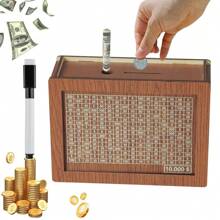 Wooden Piggy Bank Coin Saving Box Decorative Craft Best Gifts Birthday - Multicolor - View 2