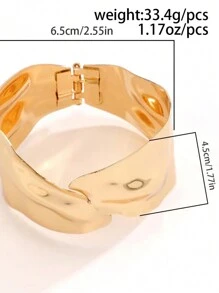 1pc European Fashion Jewelry, Simple & Chic Hollow Geometric Open Bangle Bracelet, Vintage Design