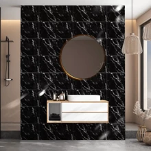 20PCS Self-Adhesive Black Marble PVC Cladding Wall Panels For Kitchen Bathroom Carnival Home Sticker - 黑色 - 查看 2