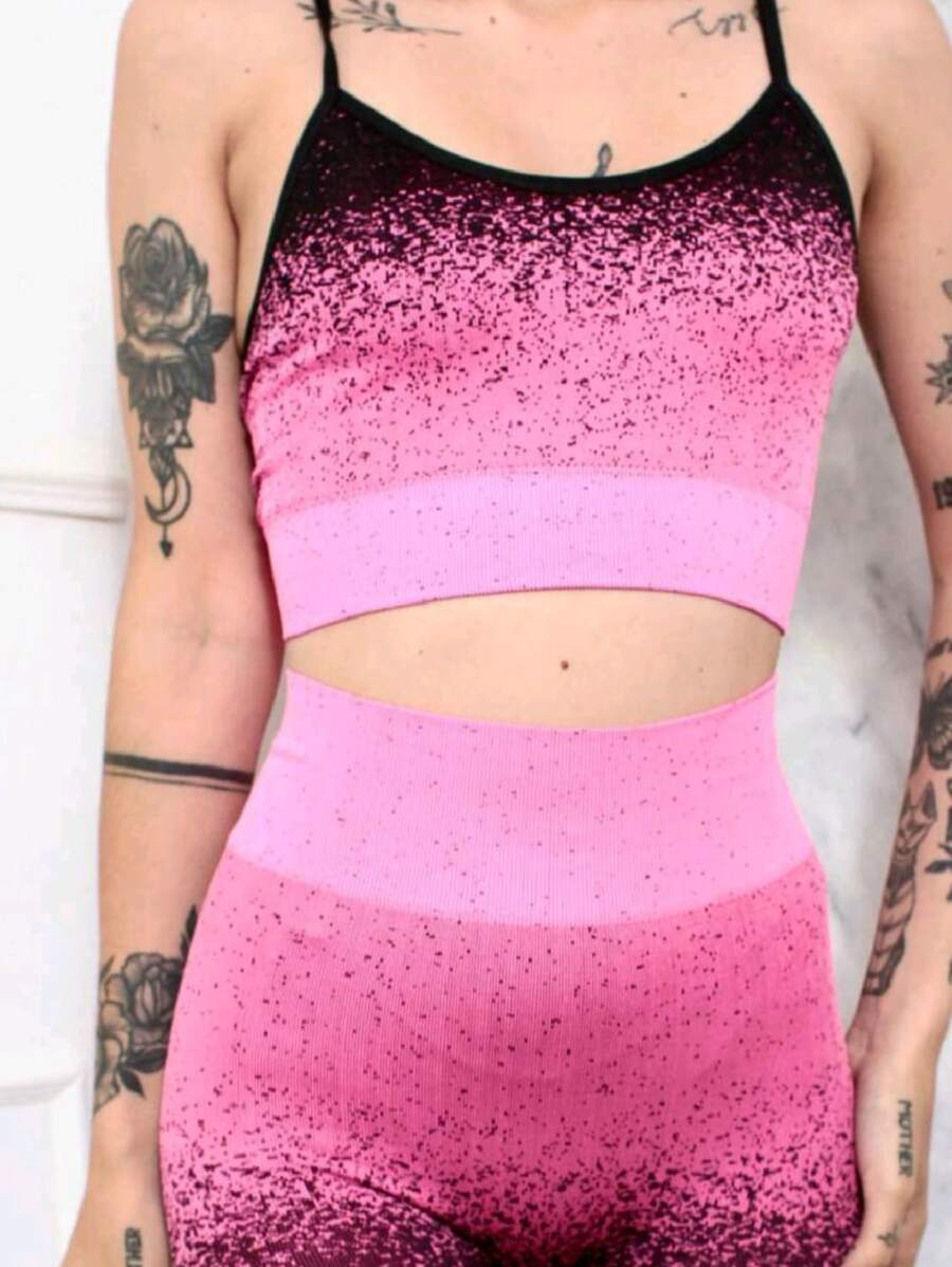 YOGA SET FASHION FITNESS SEAMLESS GRADE SHORT AND TOP - Màu Hồng Tươi - Xem 1