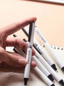 新款設計熊貓造型可愛耐用圓珠筆,適合學習和日常使用【6入/盒】 - 黑色 - 查看 7