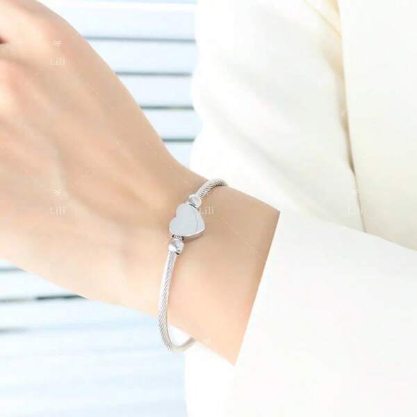 Pulseira feminina De Aço inoxidável trançado Em Formato De Prata