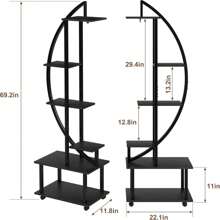 2 Pack 6 Tier Tall Plant Stand Metal Indoor Plant Stand With Detachable Wheels Half Moon Shape Plant Stands With Drawers Large Plant Display Stand For Home Patio Lawn Garden Balcony - Black - View 3