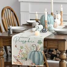 1 件 Hello Pumpkin Leaf 秋季桌旗，季节性秋季厨房餐桌装饰家居派对装饰 - 藍色 - 查看 4