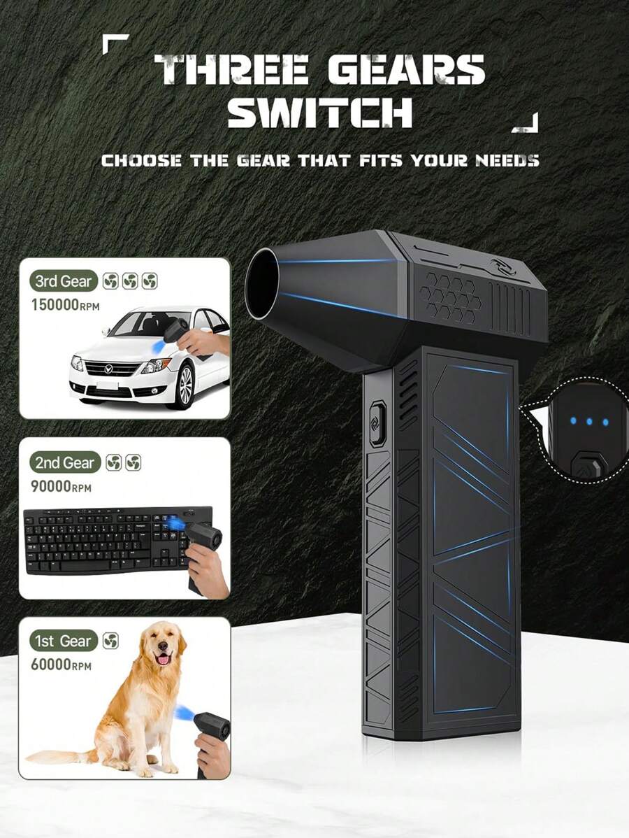 APPS2Car Druckluft-Staubwedel - 130.000 U/min, 1-10 Gang, 5000mAh Akku