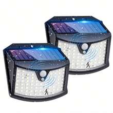 70LED 太阳能户外，3 种模式太阳能户外花园灯带运动传感器，IP65 防水太阳能户外壁灯适用于花园、车库、街道、露台、小路、前门、安全照明、圣诞节、万圣节、父亲节礼物 - Cold white - 查看 4