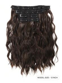 12 Inch Clip On Wig For Summer Autumn Lightweight Water Ripple Curly Wig 4-Piece Set Synthetic Heat-Resistant Fiber Wig Suitable For Women's Daily Holiday Wear