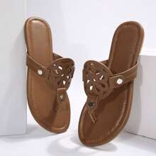 Women's Sandals Walking Non-Slip Casual Summer Beach Shoes Leather Slippers - Red-brown - View 7