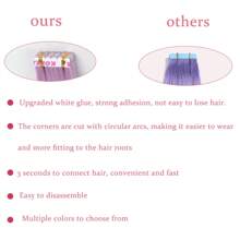 迷你胶带合成接发 24 英寸 10 件直发隐形胶带彩色接发适用于万圣节角色扮演装扮时尚派对圣诞新年礼物 - 彩色 - 查看 5