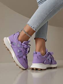 2024 年新款春夏女士运动鞋，厚底厚底运动鞋，棕色，网眼和拼接设计