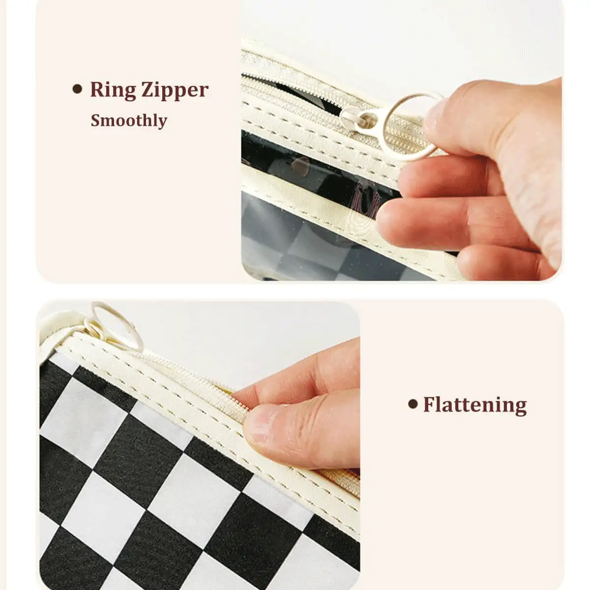 1 Túi đựng bút hình bàn cờ, Trong suốt chống thấm nước, Đen Xanh Hồng, 2 lớp, Thẩm mỹ, Túi đựng bút, Túi đựng văn phòng phẩm, Đồ dùng học tập cho học sinh trở lại trường - màu đen - Xem 8