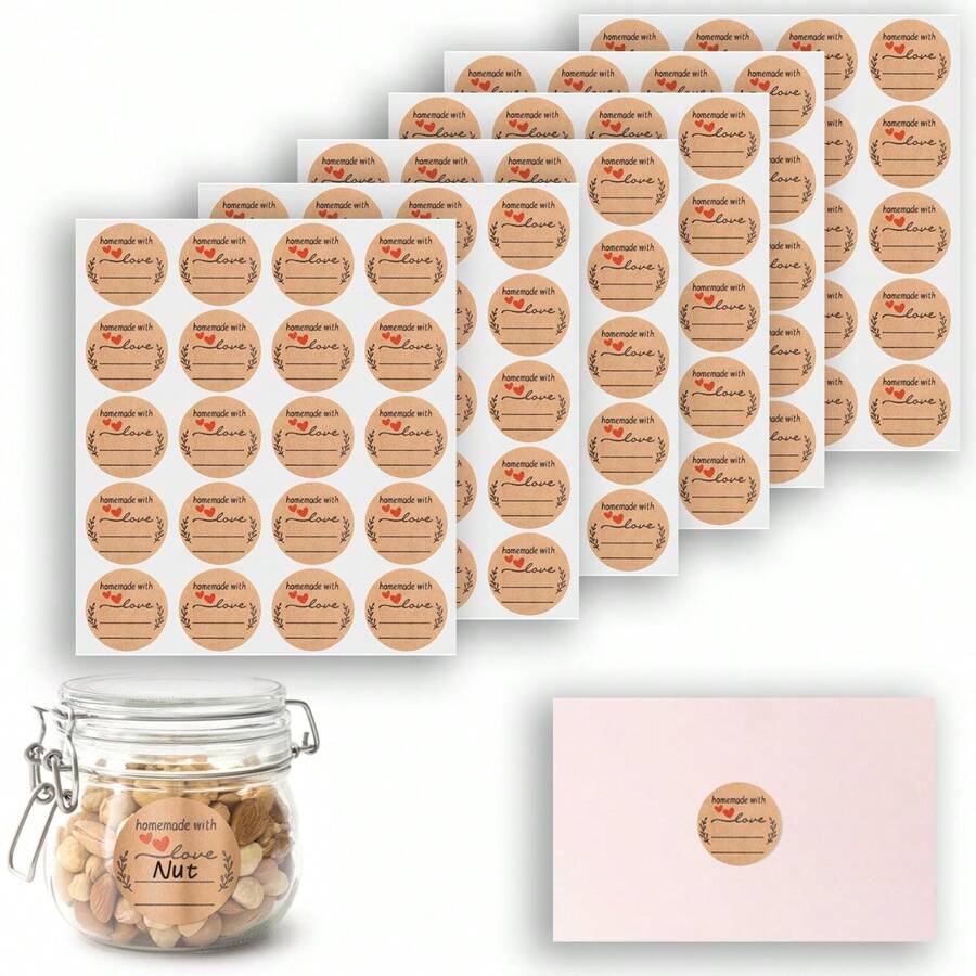 25 Sheets Jam And Jelly Jar Labels,Homemade With Love Stickers, Kraft Jar Canning Label Stickers, Canning Labels, Self-Adhesive Labels, Kraft Paper Stickers For Labelling, Self-Adhesive Jam Labels, For Baked Packaging, Cookie Bags, Fudge Containers, Store Owners, Crafts, Organizing, Price Tags - Khaki - View 1