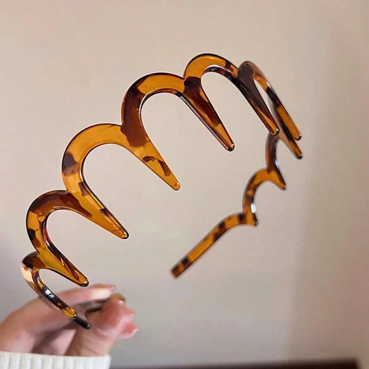 Diadema con peine de plástico negro con forma de diente de tiburón en zigzag para mujeres - Multicolor - Añade 10