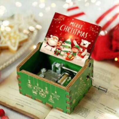 Christmas Decoration Merry Christmas, Music Box, Anime Theme, Wooden Hand Cranked Music Box, New Year's Birthday Gift