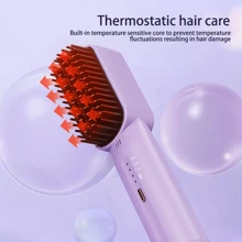 Rechargeable Mini Hair Straightener, Portable Cordless Hair Straightener Comb UK - Purple - View 8