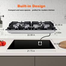 Amzgachfktch 24 Inch Built-In Gas Cooktop 4 Burner, Black Tempered Glass Gas Range With NG/LPG Conversion Kit, Kitchen Propane Cooktop With Thermocouple Protection - View 4