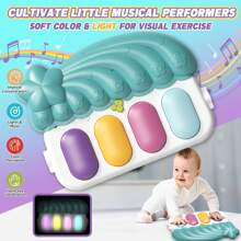 ESOLOM Baby Gym Play Mats Baby Toys Tummy Time Mat Toys Musical Activity Center For Newborn Infant Toys Piano Baby Play Mat Music & Light Newborn Infant Gifts For Baby Toys 0-3 6 9 12 Months As Christmas, Halloween, Thanksgiving Gift (Hippo)
