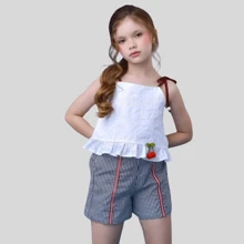 Conjunto Meninas Casual Casamento Luxo Shein Tween Juvenil Conjunto Short e blusinha
