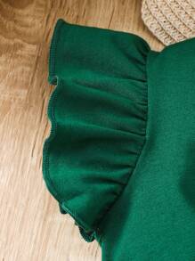 2pcs Fashion Baby Girls Flutter Sleeve Top And Shorts Set - Green - View 5