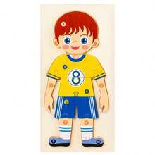 Montessori Character Wooden 3D Puzzle, Baby Wooden Stereoscopic Jigsaw Puzzle, Children Cognitive Recognition Puzzle Board, Kindergarten Wooden Toy Gift - Multicolor - View 11