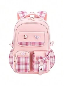 1 件女孩学校背包，可爱儿童背包，女孩小学生背包带隔层，返校礼物