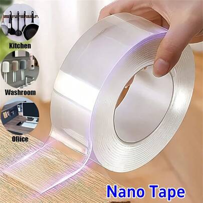 1 Miếng Trong suốt Nano Ruy băng , Có thể giặt được Có thể tái sử dụng Băng keo hai mặt , Keo dán Nano Không dấu vết Hình dán , Có thể tháo rời phổ cập Keo dính