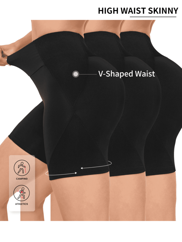 3 pçs/set shorts de compressão esportiva feminina, shorts de yoga de cintura alta, shorts de fitness de levantamento de bunda shorts boxer femininos