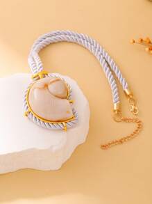 1 件金属和树脂材质大贝壳吊坠，色彩缤纷的设计，适合海滩派对、海滩度假和日常佩戴 - 彩色貝殼吊墜項鍊 - 查看 6