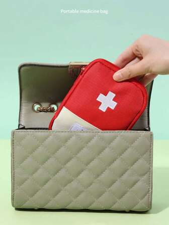 1 pieza Bolsa de medicina portátil, kit de primeros auxilios mini lindo, kit de emergencia médica, organizador, almacenamiento de pastillas para el hogar, al aire libre, campamento y senderismo, supervivencia, viaje, equipo de primeros auxilios imprescindible, múltiples colores, múltiples tamaños, accesorios de viaje, artículos escolares, suministros de regreso a la escuela, vacaciones de verano