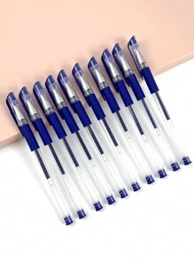 10pcs/Set Simple Unisex Ballpoint Pen For Office, Signature, Student Exam - Blue - View 6