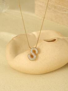 MESTILO 1 件全新 26 个字母吊坠项链，18K 金不锈钢男女通用字母项链 - 金色 - 查看 4