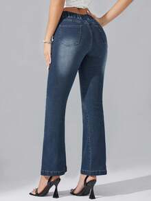 New Women's Elastic Waist Jeans Fashionable Slim Denim Trousers