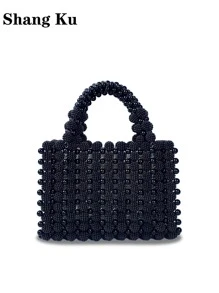 French Fashion High-End Handmade Beaded Woven Hollow Mulberry Bead Handbag