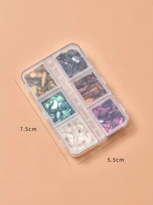 1 caja/6 rejillas Decoraciones de conchas trituradas multicolor asimétricas para manualidades de manicura, suministros para uñas, encantos para uñas, gemas para uñas - Multicolor - Ver 5