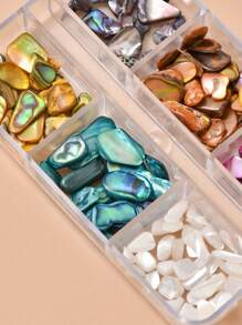 1 caja/6 rejillas Decoraciones de conchas trituradas multicolor asimétricas para manualidades de manicura, suministros para uñas, encantos para uñas, gemas para uñas - Multicolor - Ver 4