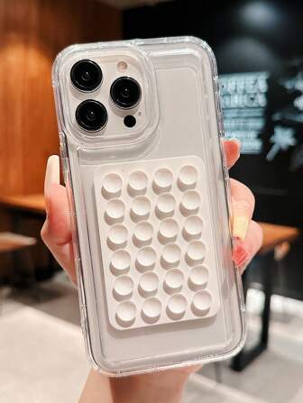 Back To School 2PCS Clear Air Cushion Anti-Shock Material + Rose Pink Jelly Suction Cup Holder Compatible With IPhone 15 Pro Max/15 Pro/15/14 Pro Max/14 Pro/14/13 Pro/13/12/11 Phone Case, XR Protective Cover, Galaxy A14/A12/A15/A32/A33/A24/A50/A53/S20/S21/S22/S23/S24/S24+/S25 Waterproof Anti-Fall Scratch Resistant