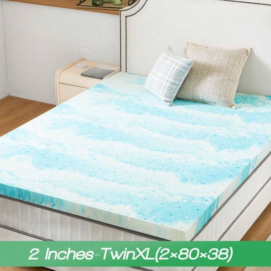 Mattress Topper Memory Foam Cooling Gel Swirl Infused Bed Topper