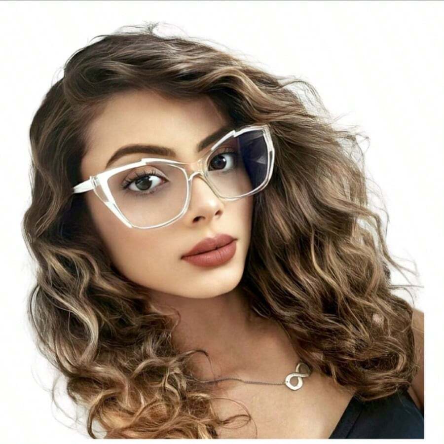 1 Piece Women's Fashion Colorful Prescription Glasses For Daily Decoration, Anti-Blue Glasses Transparent Glasses Accessories - 透明的 - 查看 1