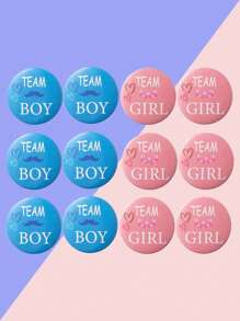 12pcs Gender Reveal Party Pins, Gender Reveal Buttons Team, Gender Reveal Party Badges For Baby Shower Supplies,Christmas - Multicolor - View 2