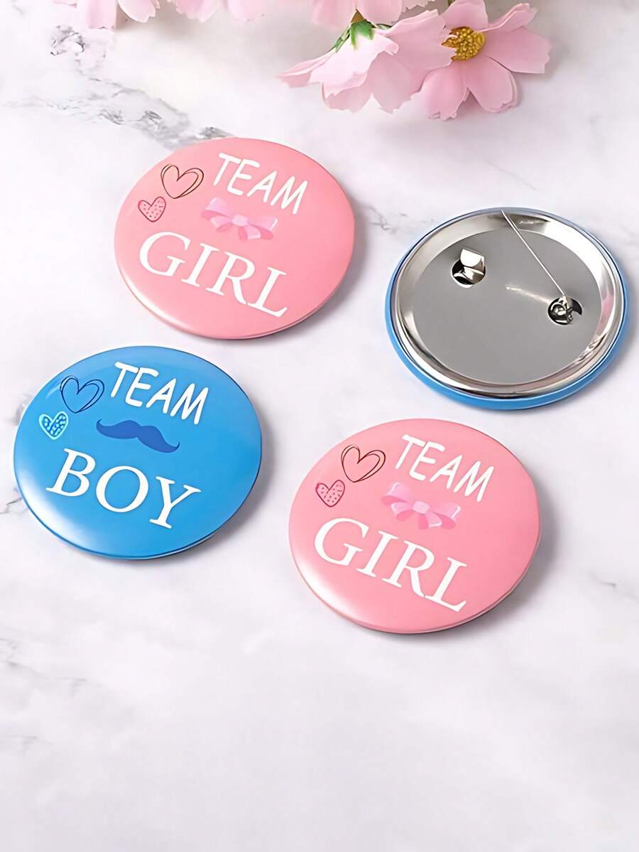 12pcs Gender Reveal Party Pins, Gender Reveal Buttons Team, Gender Reveal Party Badges For Baby Shower Supplies,Christmas - Multicolor - View 1