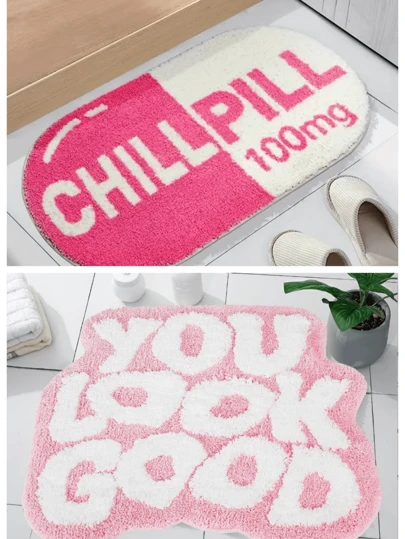 Pink Bath Mat, Soft Plush Bathroom Rug, Non-Slip Absorbent Shower Mat, Easy Clean Carpet For Home Decor Home Bathroom Decor Outdoor Rug Door Mat Fall Decor Bathroom Accessories Back To School Entryway Decor