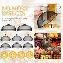 8 Pcs Metal Mesh Screen Food Cover For Outdoors Set Including 2 Pcs Extra Large 18.5 In Mesh Food Tents For Outdoor 6 Pcs 11 In Large Dome Picnic Food Covers Mesh Food Covers (Black)